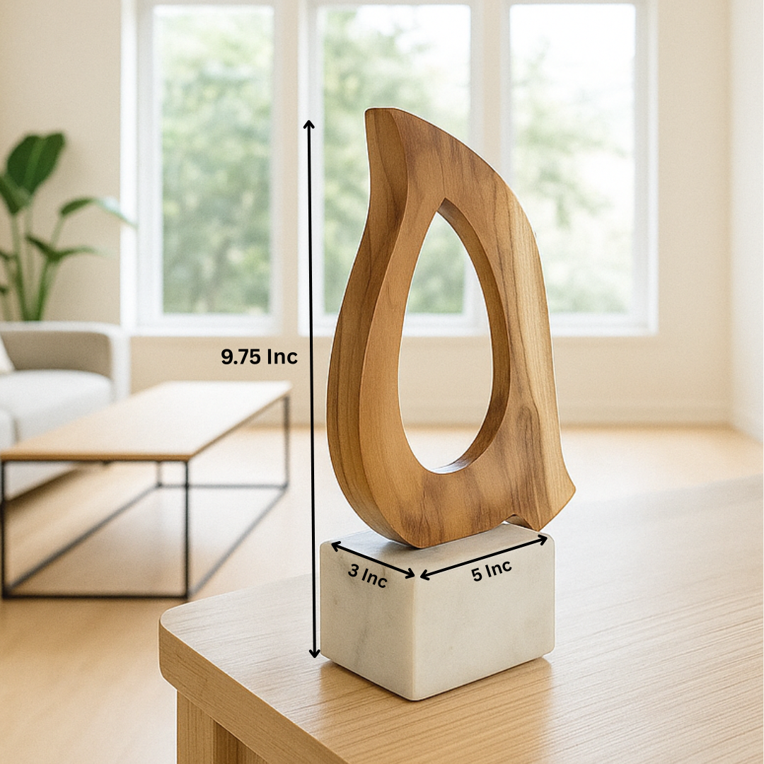 Gleemium Minimalist Hand-Cut Wood & Marble Accent Dove