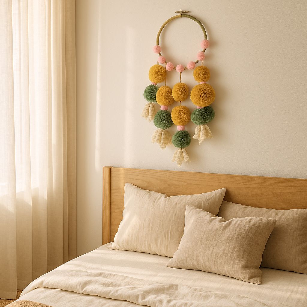 Chunky boho dreamcatcher with long cotton tassels – handcrafted wall decor for bedroom, entryway, or creative studio

