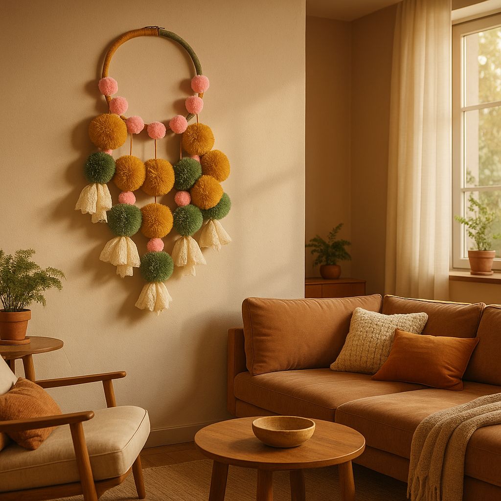 Chunky boho dreamcatcher with long cotton tassels – handcrafted wall decor for bedroom, entryway, or creative studio

