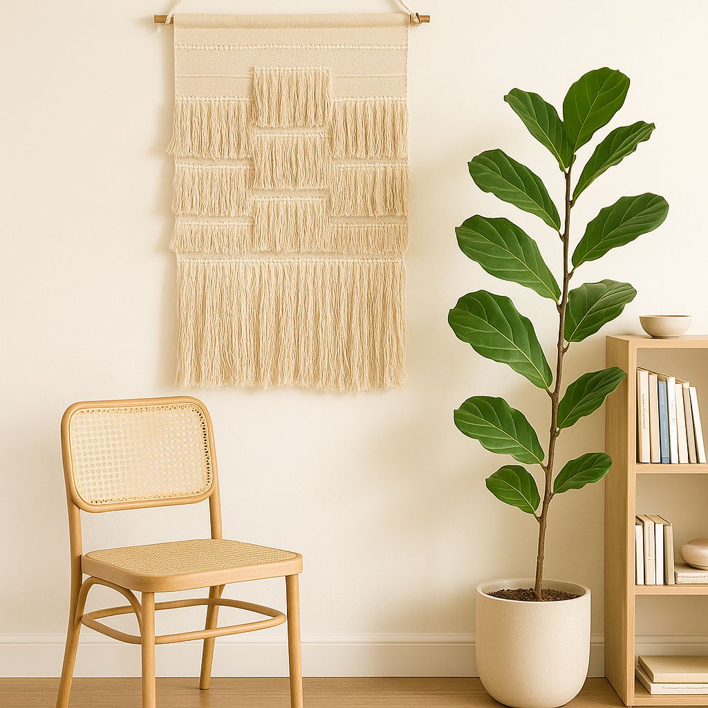 Cotton wall hanging with colorful multi-tassels – handcrafted boho wall decor for bedroom, hallway, or creative living space

