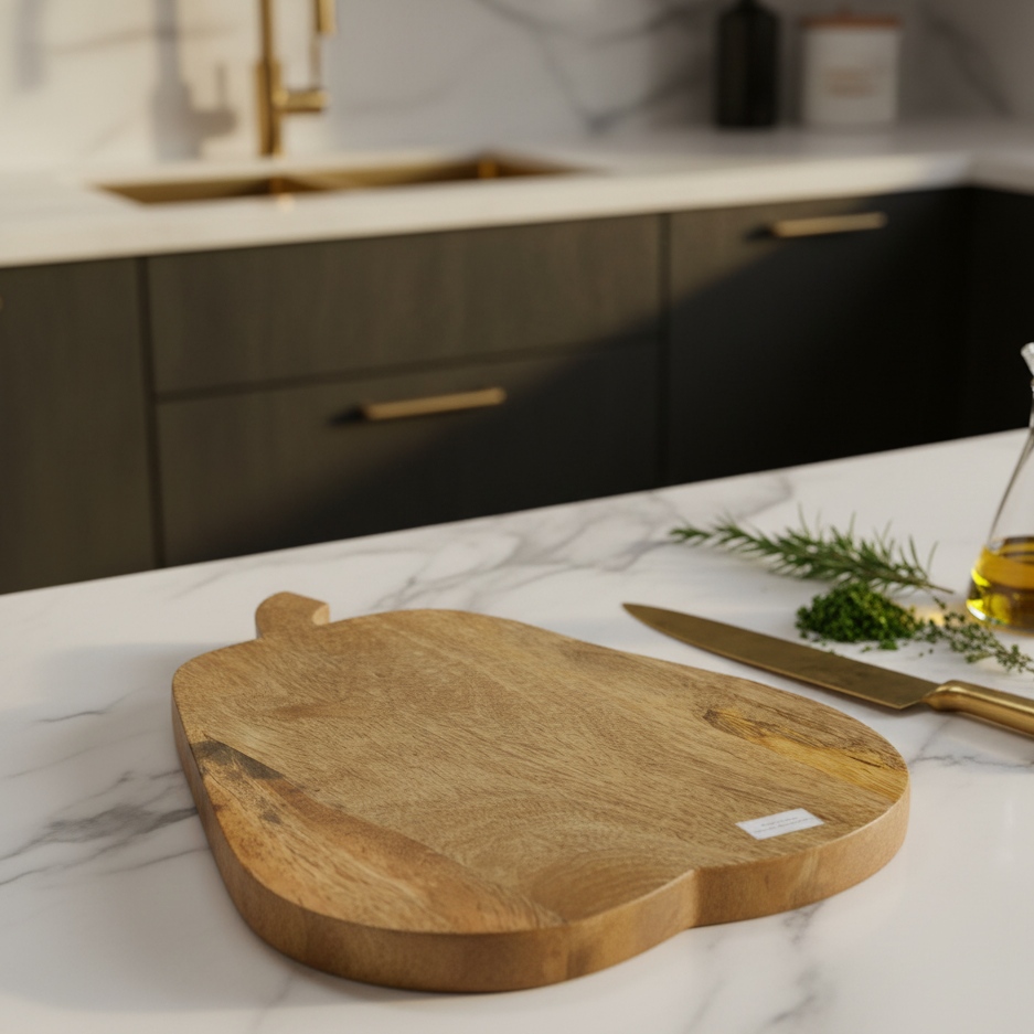 Hand Cut Mango Wood Pear-Shaped Chopping Board – Sustainable Wooden Chopping Board & Serving Platter -Gleemium
