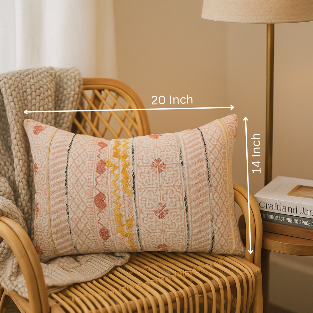 Maximal lumbar cushion cover front view of bold pattern