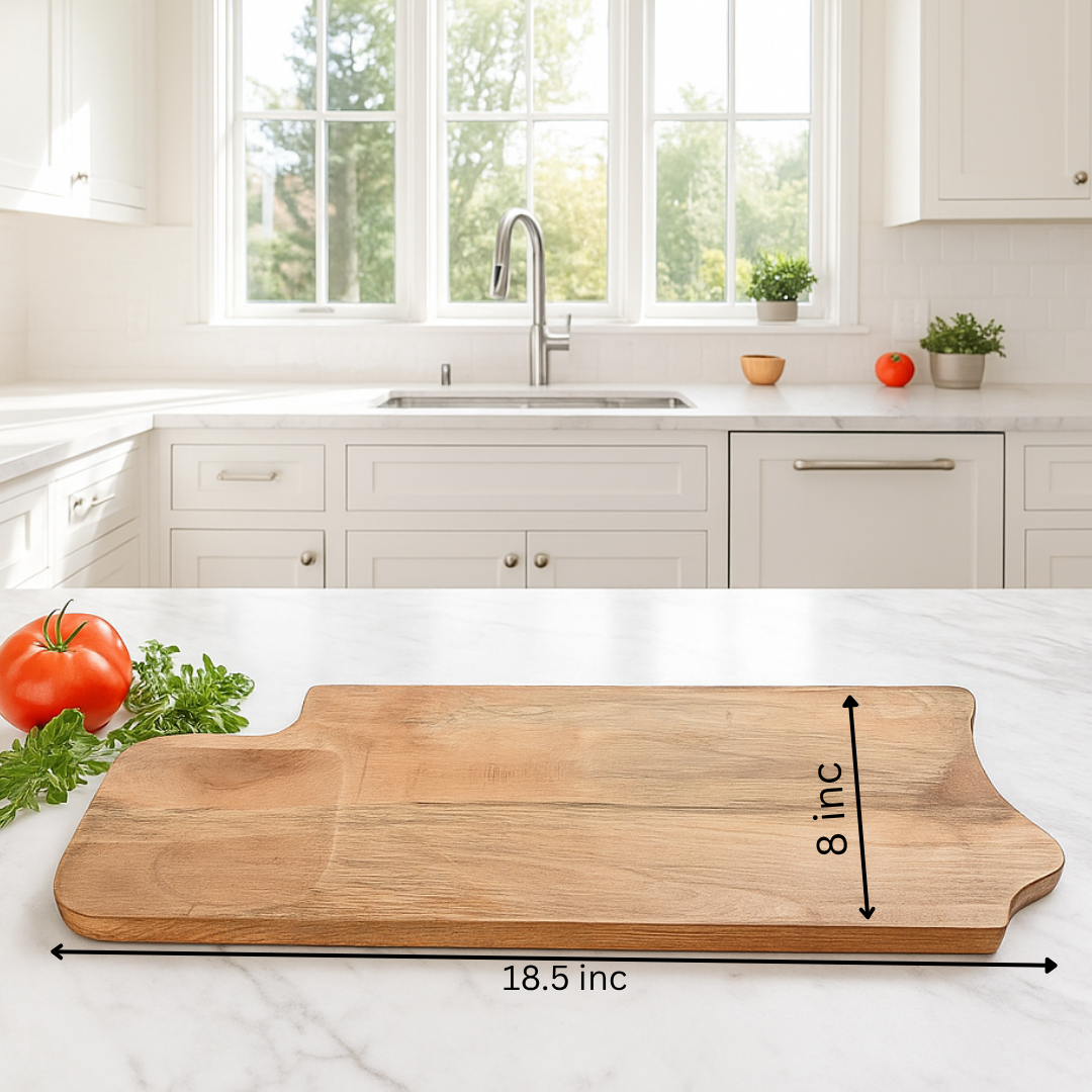 Hand Cut Acacia Wood Chopping Board – Water-Resistant Measurement Image