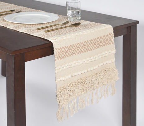 Diamond Brown Cotton Table Runner