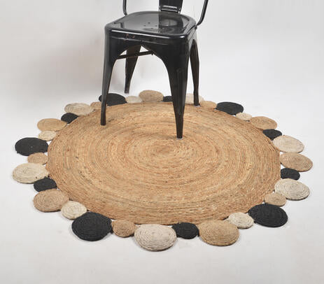Hand Braided Spiral Disc Jute Rug