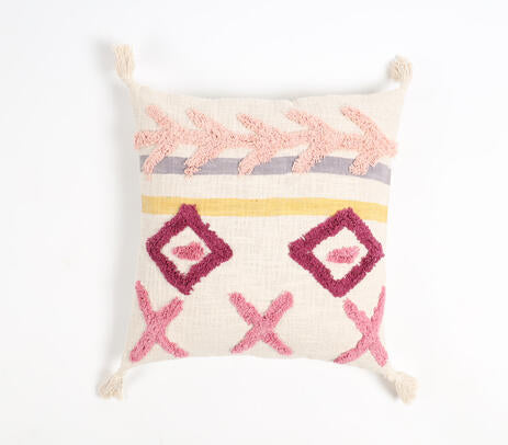 Hand Tufted Cotton Cushion Cover – Geometric Design