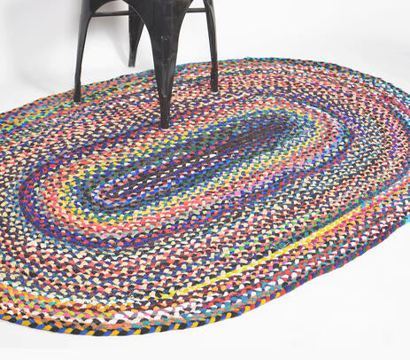 Handwoven Upcycled Cotton Oblong Rug