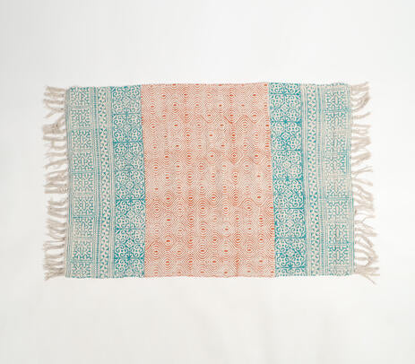 Art Deco Cotton Rug with Tassels