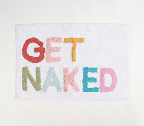 Quirky Typography Tufted Cotton Bathmat