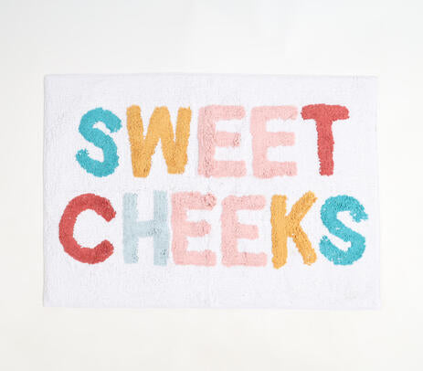 Quirky Typography Tufted Cotton Bathmat