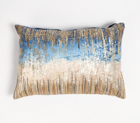 Embroidered Ombre Velvet Lumbar Cushion Cover
