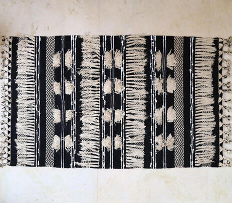 Textured Geometric Rug with Tassels