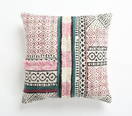 Geometric Pattern Textured Cotton Cushion Cover