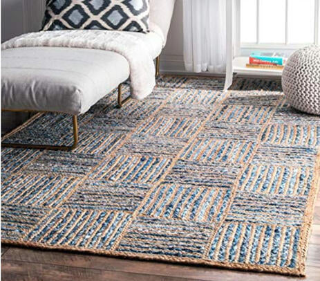 Handwoven Cotton & Jute Patterned Rug