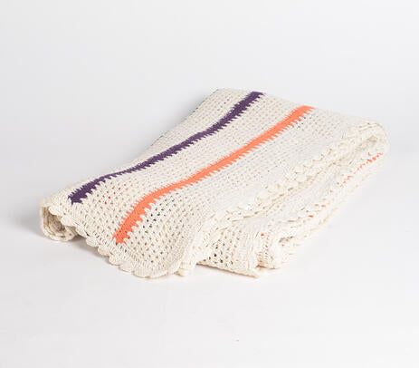 Handcrafted Striped Multicolor Crochet Throw – Cozy &amp; Vibrant