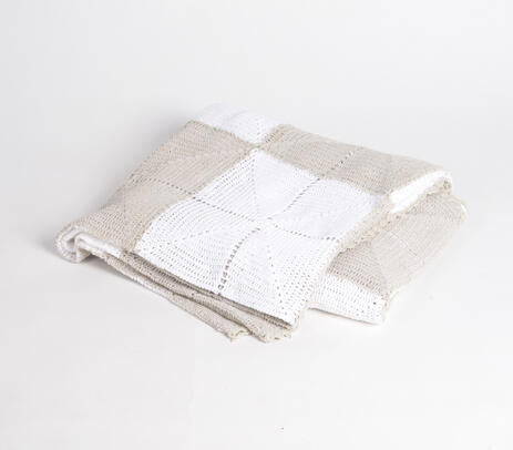 Soft Cotton Crochet Throw – Handmade Chess Squares