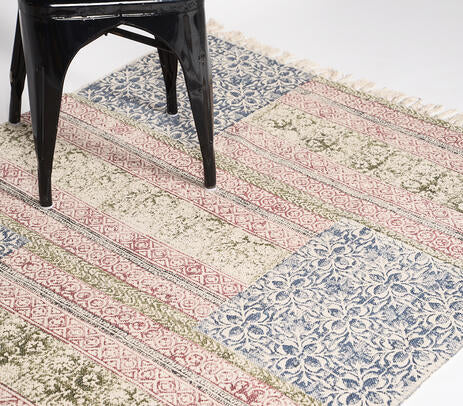 Hand Block Printed Cotton Rug