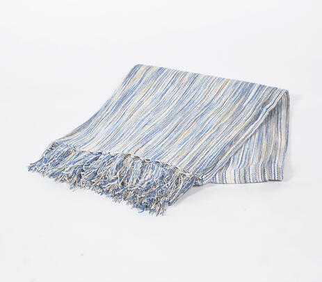 Handwoven Striped-Abstract Tasseled Throw