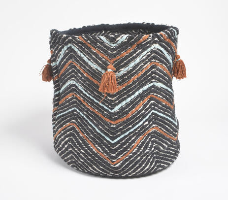 Textured Zig-zag Multi-purpose Storage Basket – Cotton Storage Basket