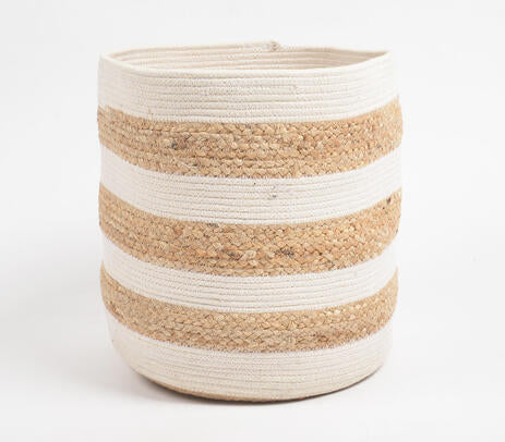 Hand Braided Jute & Cotton Monochrome Basket