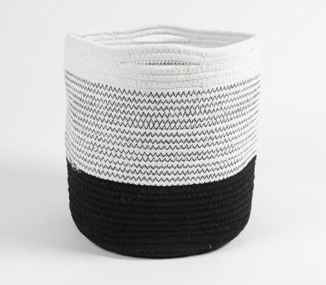 Handwoven Cotton Monochrome Zigzag Basket