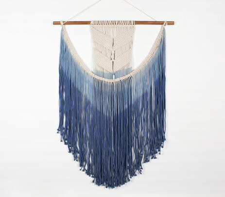 Blue Ombre Macrame Wall Hanging | Hand-Dyed Cotton Boho Decor