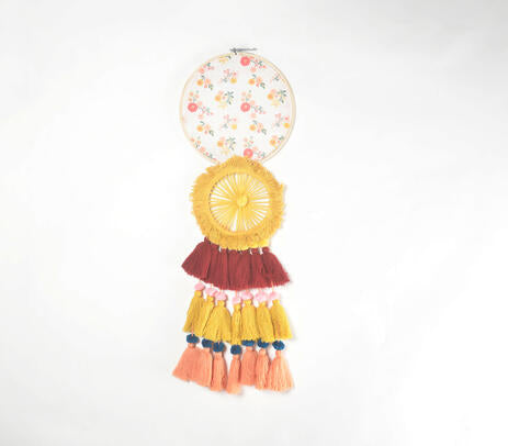 Vintage Floral & Chunky Tasseled Dreamcatcher