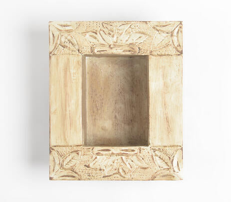 Hand Carved Wood Wall Frame – Jharoka-Inspired Rustic Decor