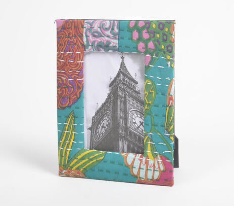 Turquoise Kantha Fabric Photo Frame