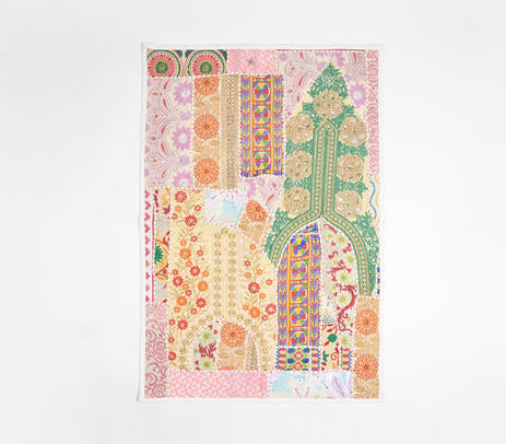Boho Abstract Printed Upcycled Fabric Patchwork Wall Hanging