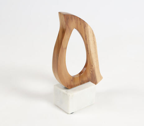 Minimalist Hand Cut Wood &amp; Marble Accent Dove
