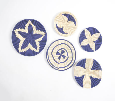 Handwoven Sabai Grass Indigo Wall Plates (set of 5)