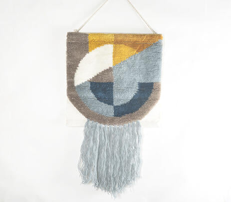 Hand Tufted Abstract Fringed Wall Hanging