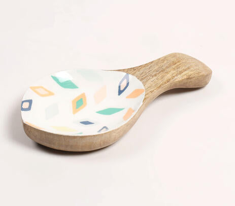 Geometric Enamelled Mango Wood Serving Platter