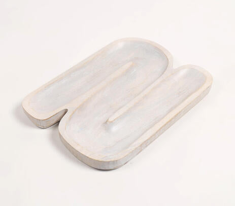 Hand Carved N-Shaped Wooden Platter
