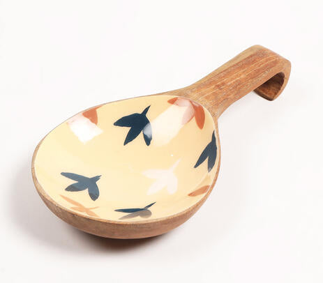 Enamelled Botanical Wood Serving Platter