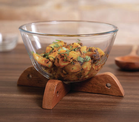 Handturned Mango Wood Bowl Stand – Solid Wood Serving Base