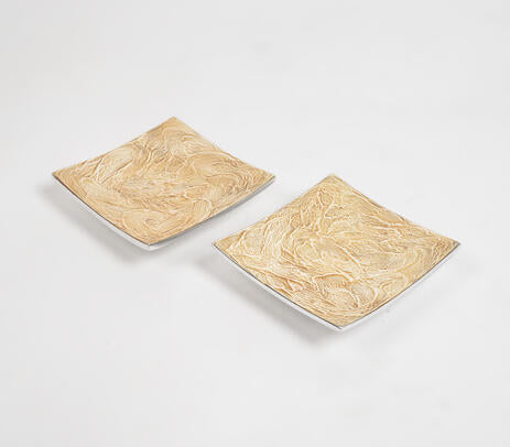 Textured Aluminium Pizza Slice Square Plate (Set of 2)