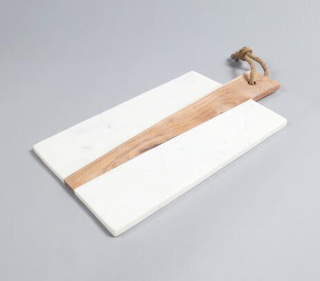 Hand Cut Marble &amp; Acacia Wood Cheese Board