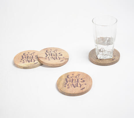 Good Vibes Only Mango Wood Coasters