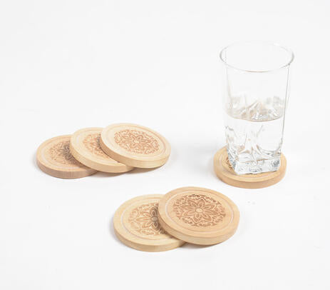 Handmade Wood Cup Coaster Set