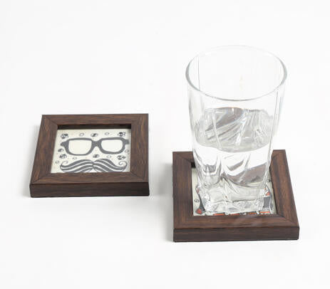 Hand-Painted Framed Coasters – Quirky Set of 2