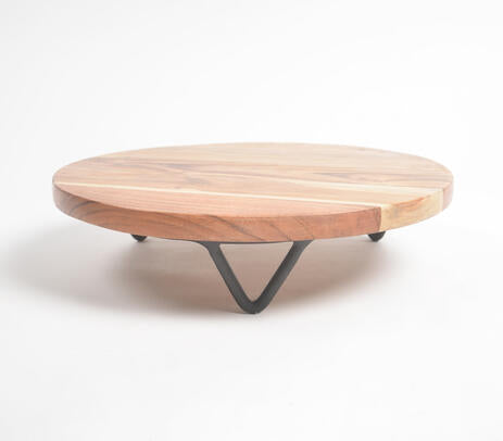 Acacia Wood & Iron Cake Stand