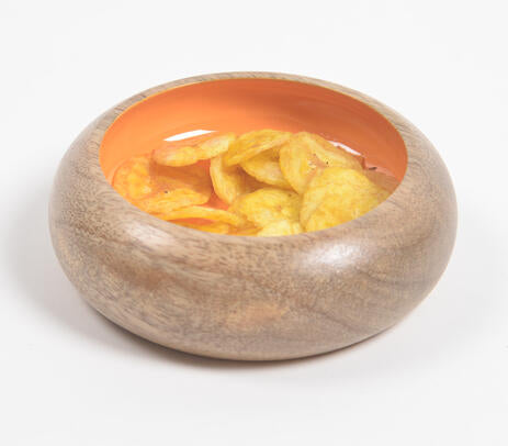 Raw Enameled Mango Wood Snack Bowl – Handmade Sustainable Serveware