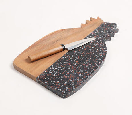 Stone Colorblock &amp; Pineapple-Cut Acacia Wood Chopping Board