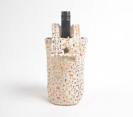 Floral Fabric Wine Bottle Bag – Handcrafted Gift Wrap