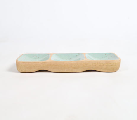 Mint Enamelled Wooden Serving Platter