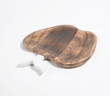 Hand Cut Mango Wood Apple Tray – Rustic Serveware
