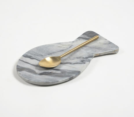 Fish-Shaped Grey Marble Spoon Rest