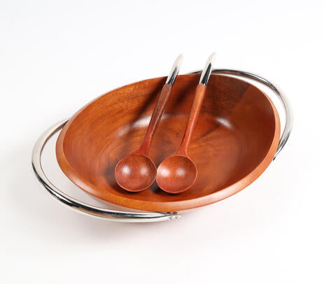 Light Mango Wood Bowl and Spoons Set – Handcrafted